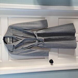 Angelica L Wool Blend Belted Long Coat Size 6 Classic Minimalist Gray Timeless